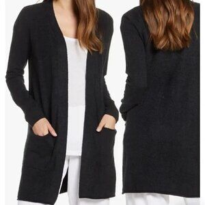 BAREFOOT DREAMS COZY CHIC LITE Knit Long Cardigan Women's Size L Black